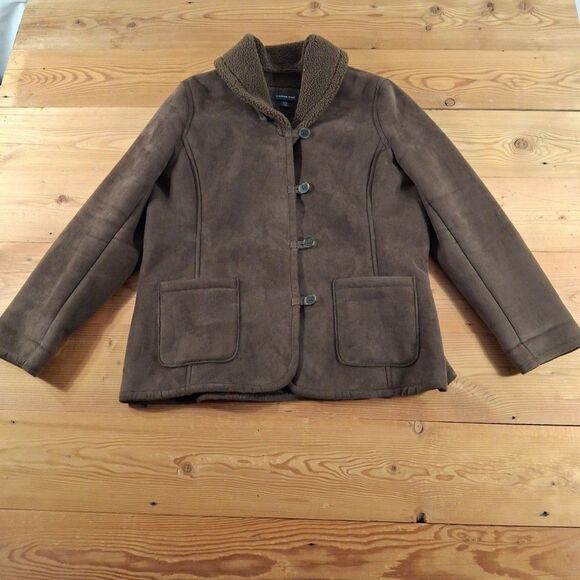 Lands' End Jackets & Blazers - Lands End Faux Suede Jacket Sherpa Lining Womens Large Brown